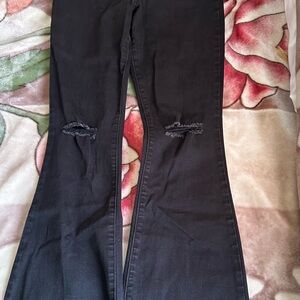 Black Distressed Flare Jeans